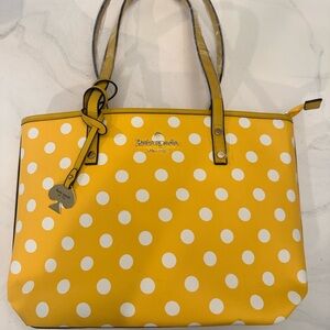 Kate Spade Yellow and White Polka Dot Tote